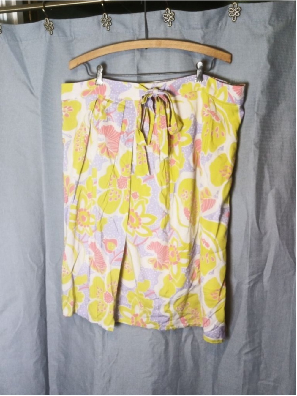 Modcloth Women's Yellow Purple Floral Skirt 1X